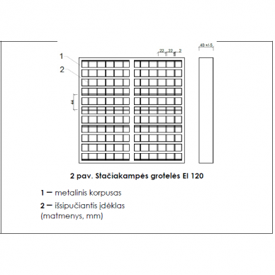 Priešgaisrinės grotelės stačiakampės INTU FR GRILLE EI120 1