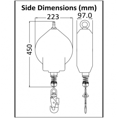 Įtraukiamasis kritimo sulaikymo įrenginys 300 kg lg 15 m 1