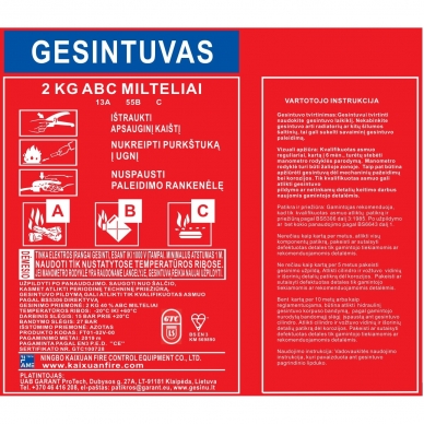 Miltelinis gesintuvas 2kg GTC 1