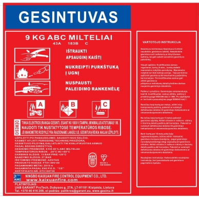 Miltelinis gesintuvas 9kg GTC 3