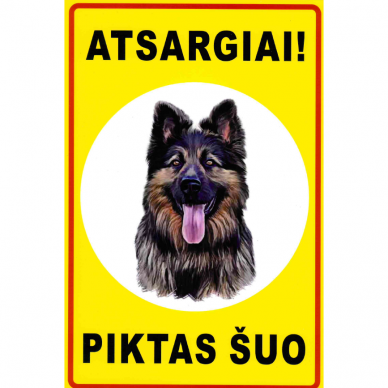 Saugos ženklas, plastikas "Atsargiai! Piktas šuo"